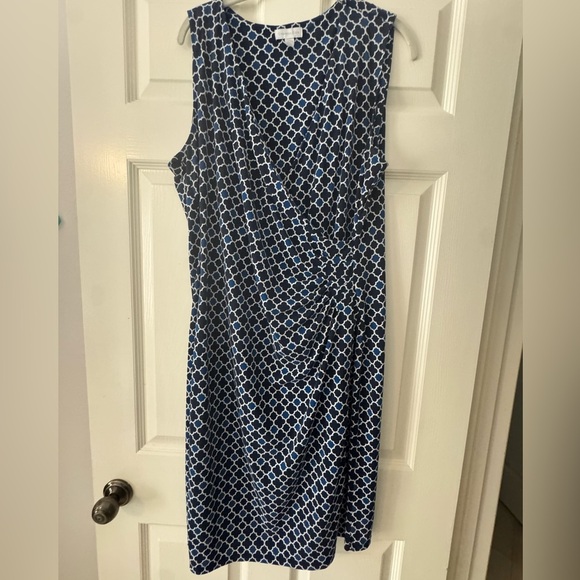 Charter Club Dresses & Skirts - Charter Club Mock Wrap Dress Navy Blue Geometric Print Size XL